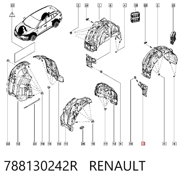 Бризковики задній, лівий 788130242R Renault (RVI)