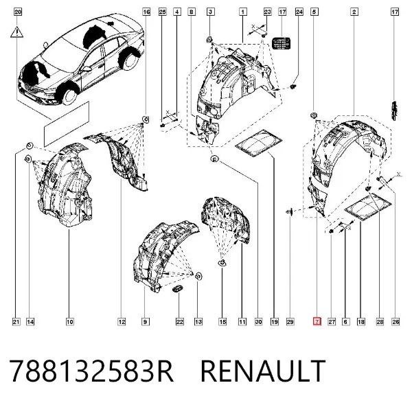 Бризковики задній, лівий 788132583R Renault (RVI)