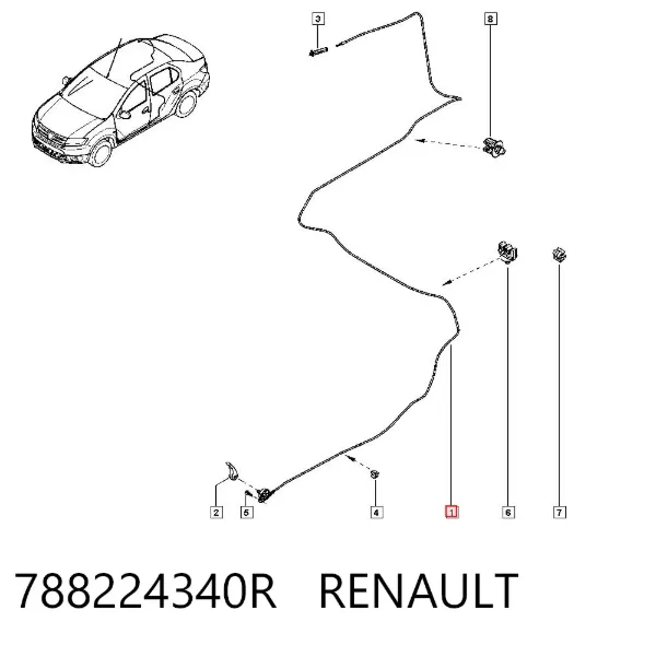 Трос відкривання лючка бензобака 788224340R Renault (RVI)