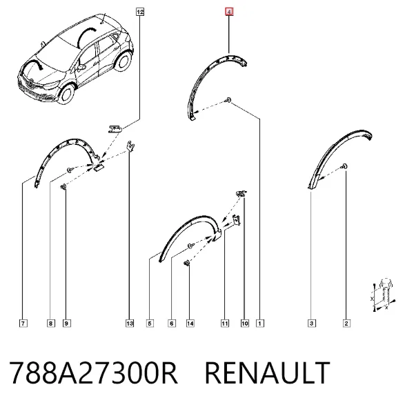 Розширювач заднього крила, правий 788A27300R Renault (RVI)
