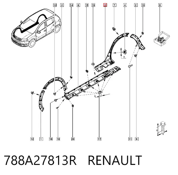 Розширювач заднього крила, правий 788A27813R Renault (RVI)
