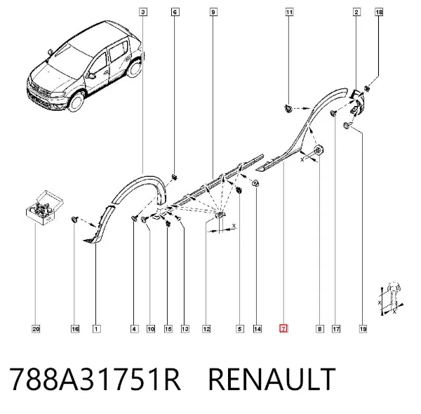 Розширювач заднього крила, лівий 788A31751R Renault (RVI)