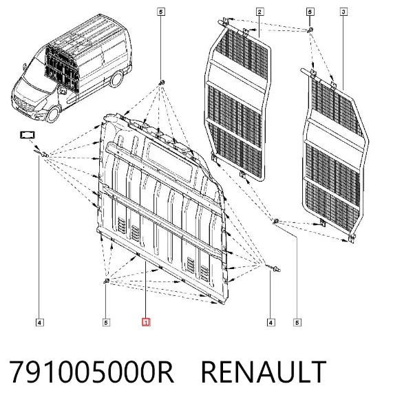 Оббивка перегородки вантажного відсіку 791005000R Renault (RVI)