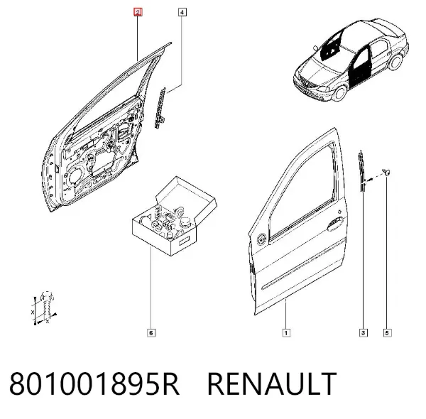 Двері праві передні 801001895R Renault (RVI)