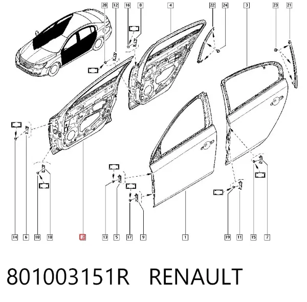 Двері праві передні 801003151R Renault (RVI)