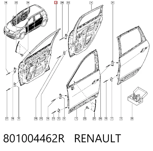 Двері праві передні 801004462R Renault (RVI)