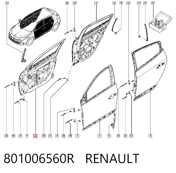 Двері праві передні 801006560R Renault (RVI)