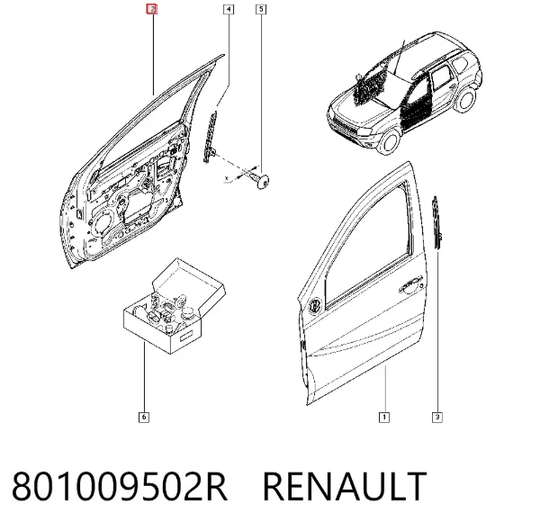 Двері праві передні 801009502R Renault (RVI)
