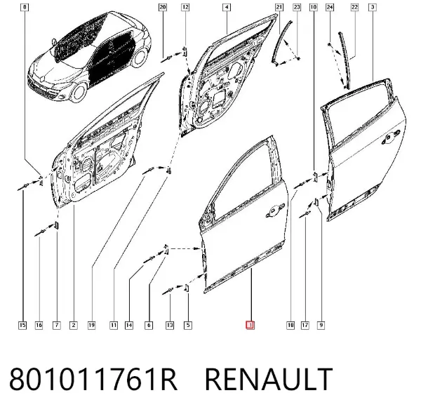 Двері передні ліві 801011761R Renault (RVI)