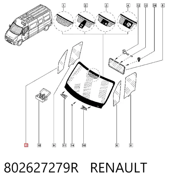 Скло-кватирка двері, передній, правій 802627279R Renault (RVI)