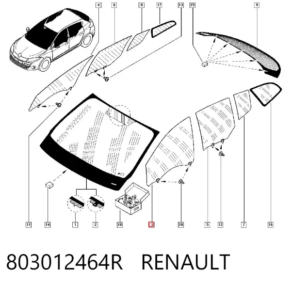 Скло передніх дверей, лівою 803012464R Renault (RVI)