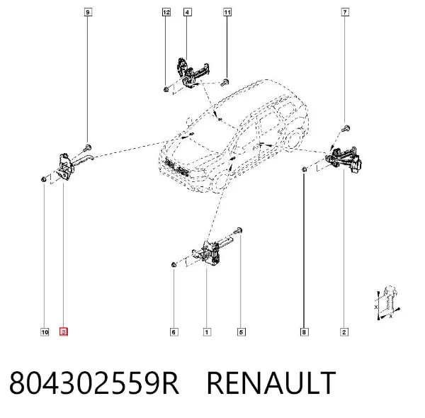 Обмежувач відкриття дверей, передній 804302559R Renault (RVI)