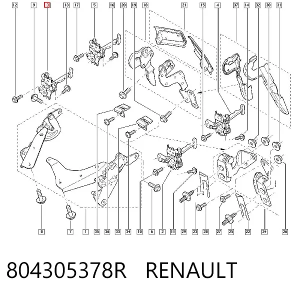 Обмежувач відкриття дверей, передній 804305378R Renault (RVI)