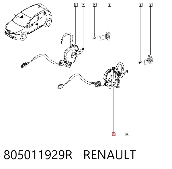Замок передньої лівої двері 805011929R Renault (RVI)