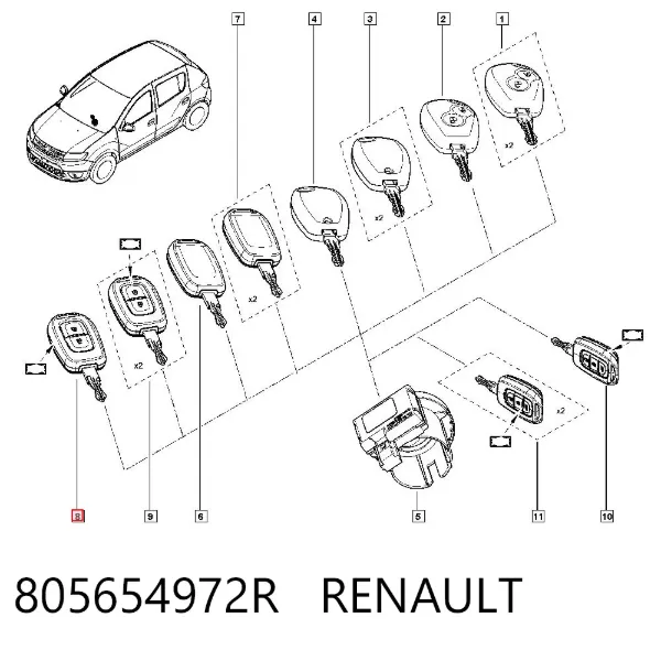 Ключ замка запалювання 805654972R Renault (RVI)