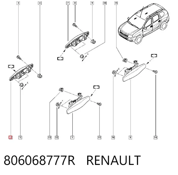 Ручка двері лівою зовнішня перед/зад 806068777R Renault (RVI)
