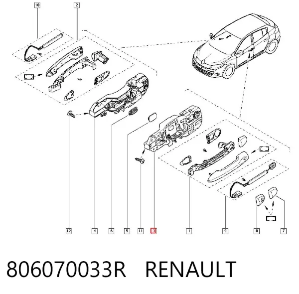 Тримач зовнішньої ручки дверей, передньої лівої 806070033R Renault (RVI)