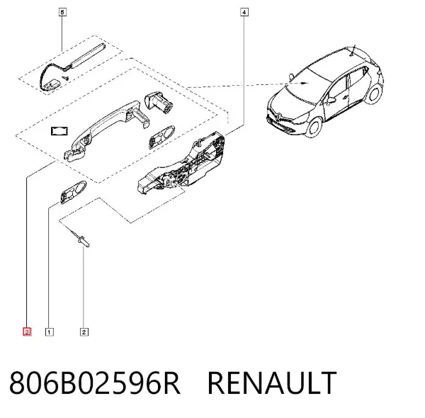 Ручка передньої двері зовнішня 806B02596R Renault (RVI)