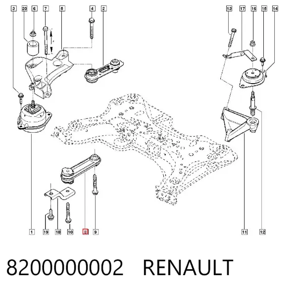 Подушка (опора) двигуна, нижня 8200000002 Renault (RVI)