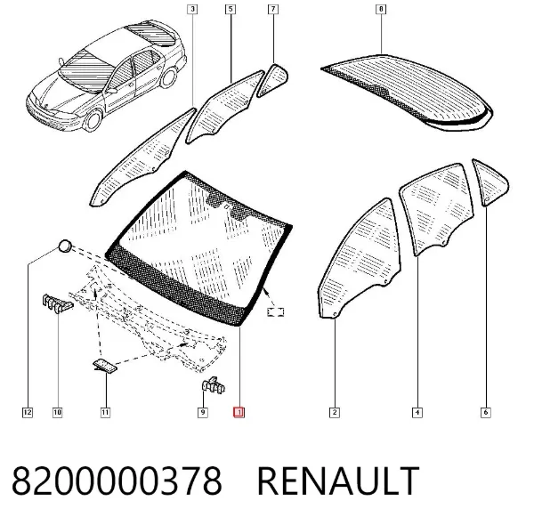 Лобове скло 8200000378 Renault (RVI)