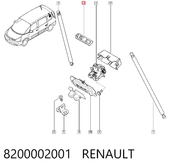 Ручка 5-й (3-й) двері зовнішня 8200002001 Renault (RVI)