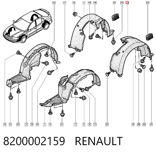 Підкрилок заднього крила, лівий 8200002159 Renault (RVI)