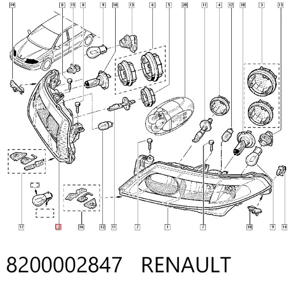 Фара права 8200002847 Renault (RVI)