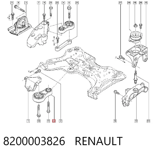 Подушка (опора) двигуна, нижня 8200003826 Renault (RVI)