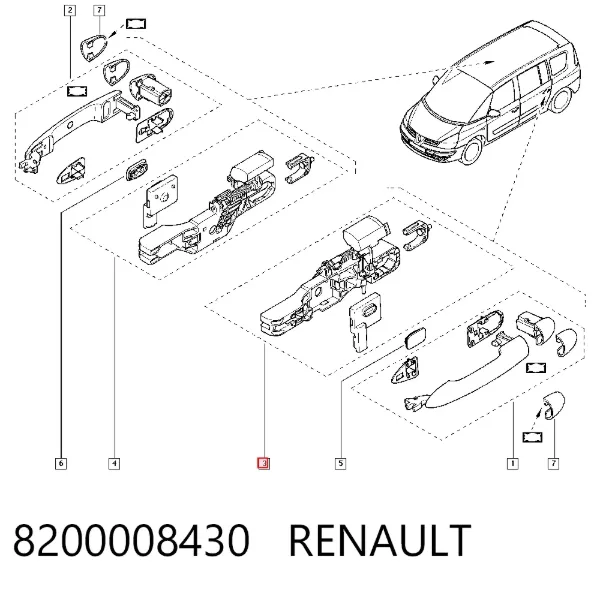 Тримач зовнішньої ручки дверей, задніх лівих 8200008430 Renault (RVI)