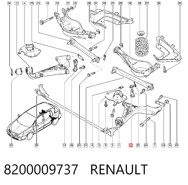 Стійка стабілізатора заднього, ліва 8200009737 Renault (RVI)