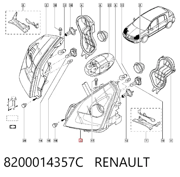 Фара ліва 8200014357C Renault (RVI)