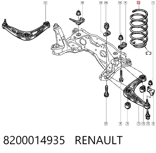 Пружина передня 8200014935 Renault (RVI)