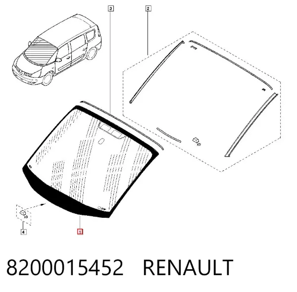 Лобове скло 8200015452 Renault (RVI)