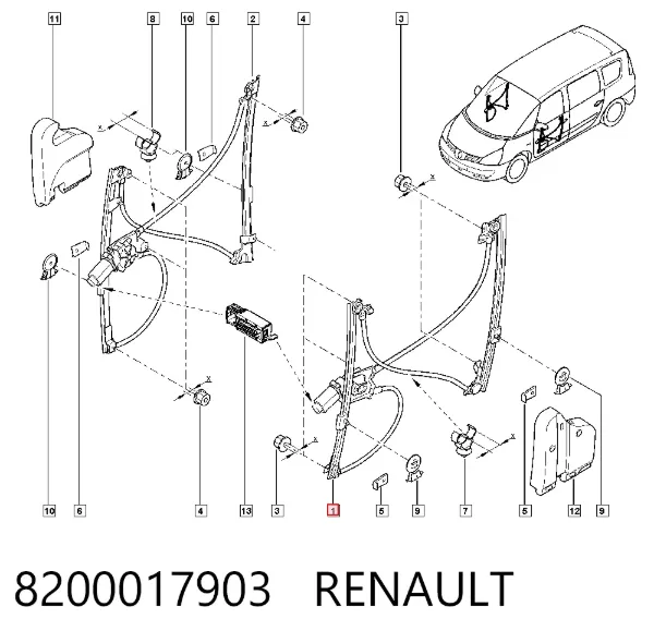 Склопідйомник передньої лівої двері 8200017903 Renault (RVI)