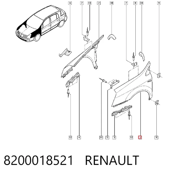 Крило переднє ліве Renault Vel Satis BJ0