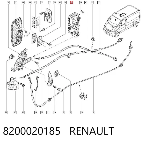Замок дверей бічний/зсувний 8200020185 Renault (RVI)