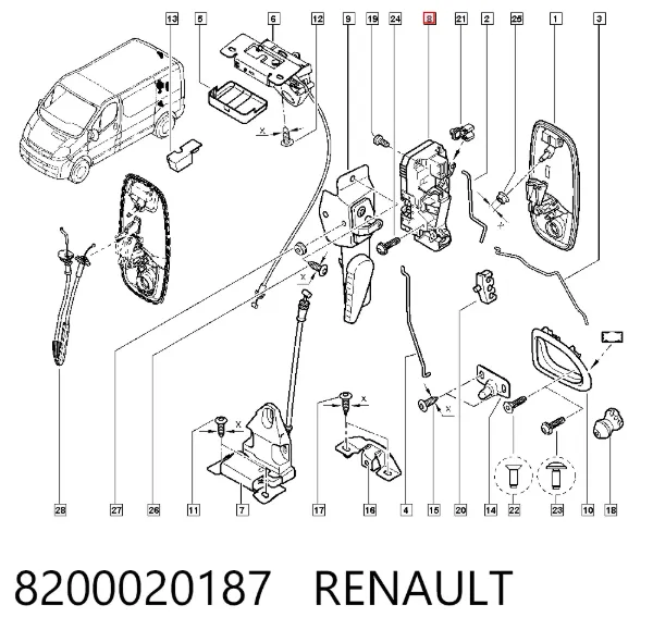 Замок задньої лівої двостулкової двері 8200020187 Renault (RVI)