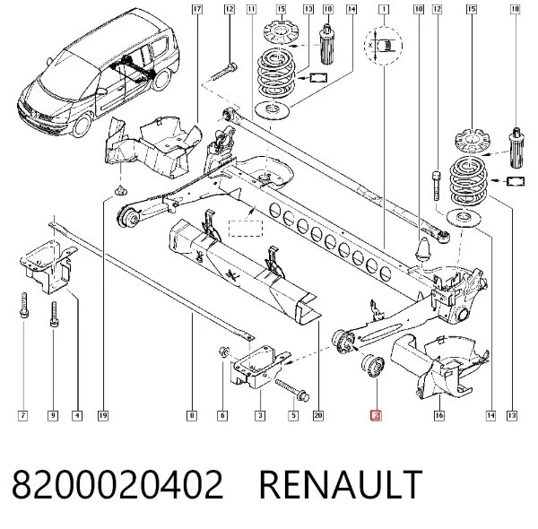 Сайлентблок задньої балки 8200020402 Renault (RVI)