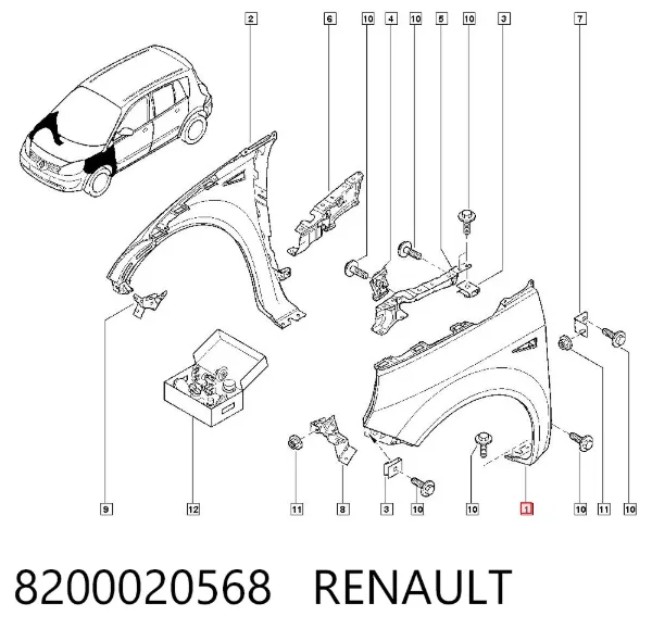Крило переднє ліве 8200020568 Renault (RVI)