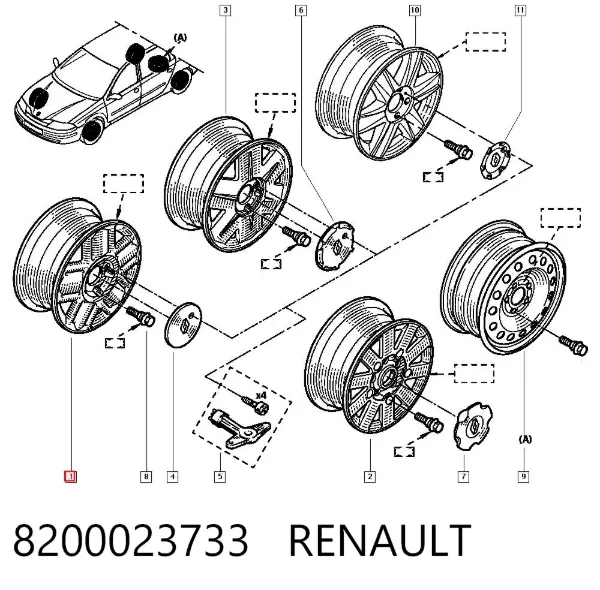 Диски колісні литі (легкосплавні, титанові) 8200023733 Renault (RVI)