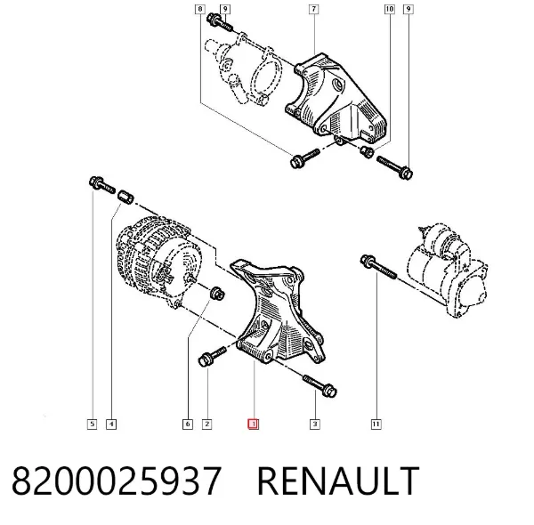 Кронштейн компресора кондиціонера 8200025937 Renault (RVI)
