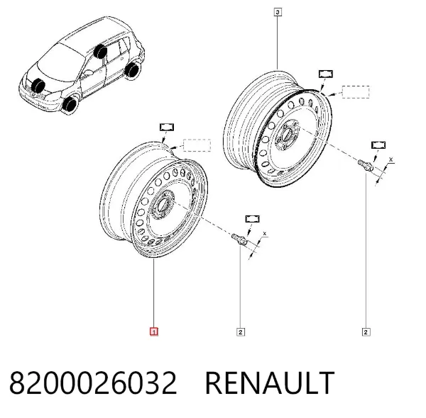 Диск колісний стальний (штампований) 8200026032 Renault (RVI)