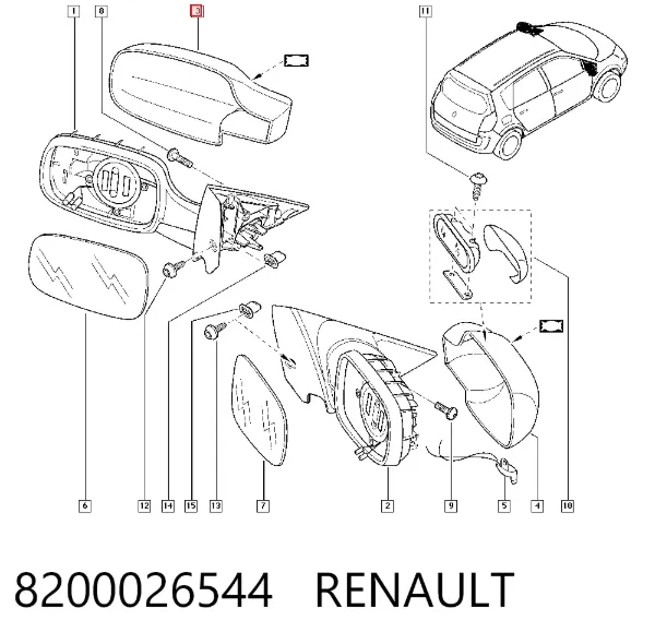 Накладка дзеркала заднього виду, ліва 8200026544 Renault (RVI)