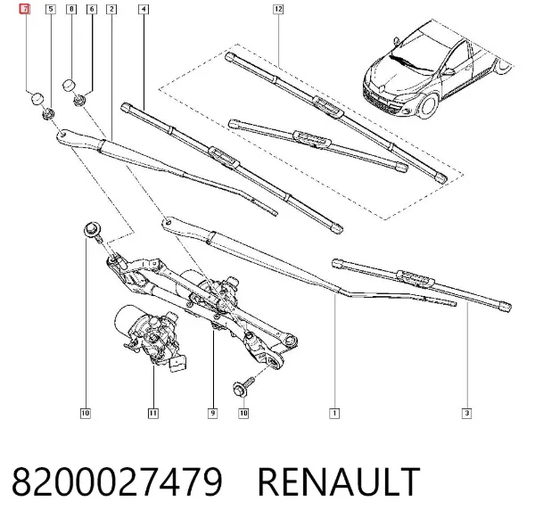 Заглушка гайки кріплення повідка переднього двірника 8200027479 Renault (RVI)