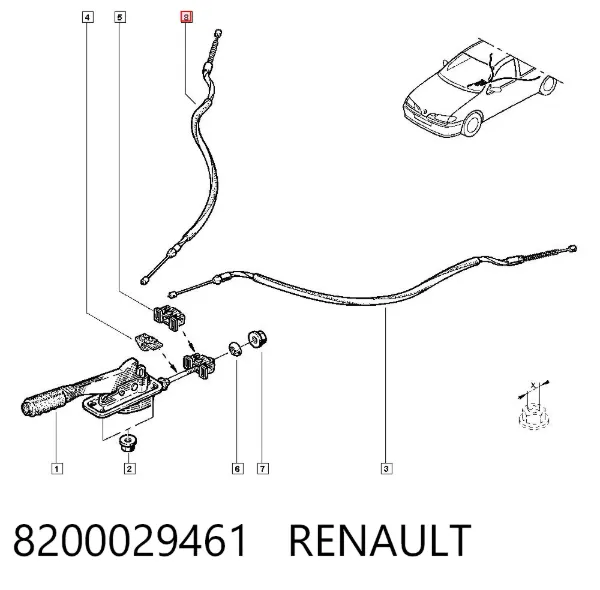 Трос ручного гальма задній, правий 8200029461 Renault (RVI)