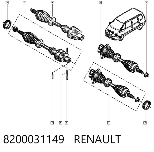 Ліва піввісь 8200031149 Renault (RVI)