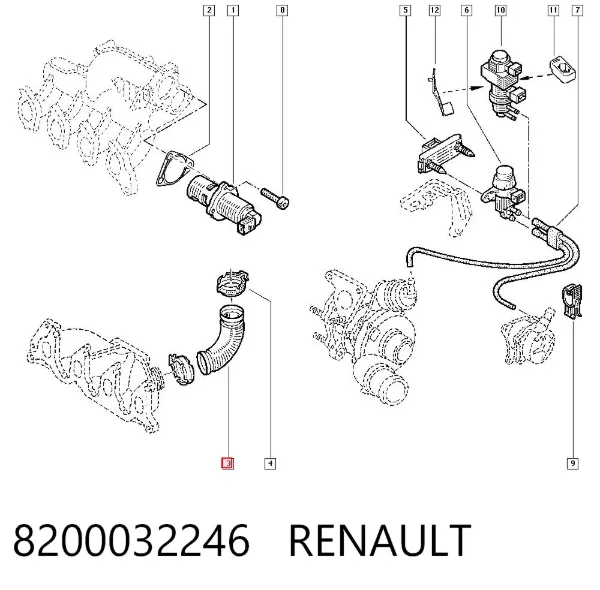 Патрубок системи рециркуляції ОГ EGR 8200032246 Renault (RVI)