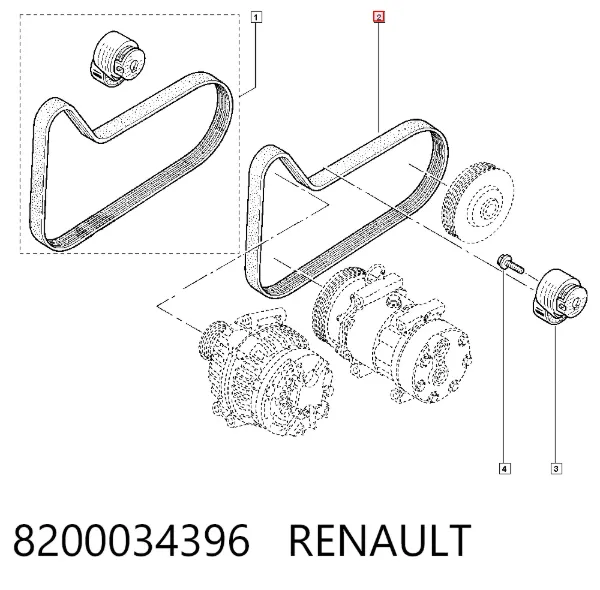 Ремінь генератора 8200034396 Renault (RVI)