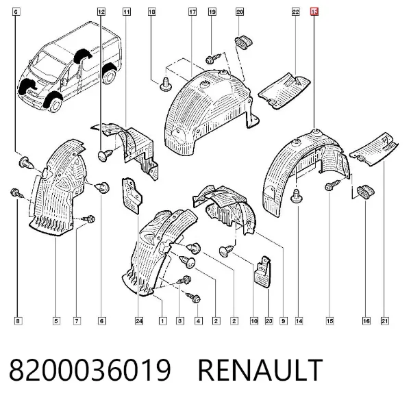 Підкрилок заднього крила, лівий 8200036019 Renault (RVI)