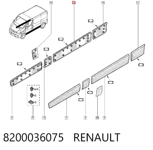Молдинг бічний (зсувний) двері 8200036075 Renault (RVI)